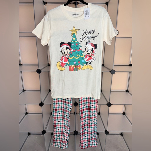 Disney Mickey & Minnie Christmas Adult Unisex Pajama Set Size S NWT - Picture 2 of 7